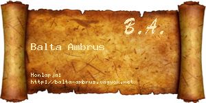 Balta Ambrus névjegykártya